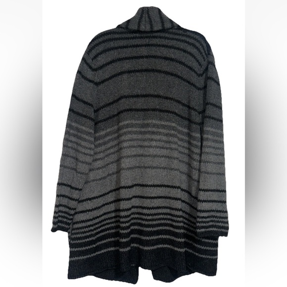 J. Jill Women’s L Wool Modal Blend Striped Gray Thick Knit Open Cardigan Classic - Picture 3 of 8